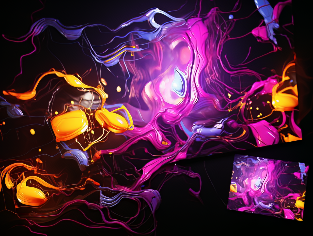 Back of a man at a concert. Hes wearing a beanie hat and a baggy denim jacket with studs. Photo with a purple hue